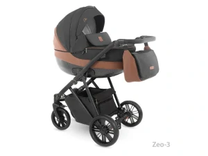 Dětský kočárek Camarelo Zeo, Zeo-3 Tmavě šedá+hnědý prvek