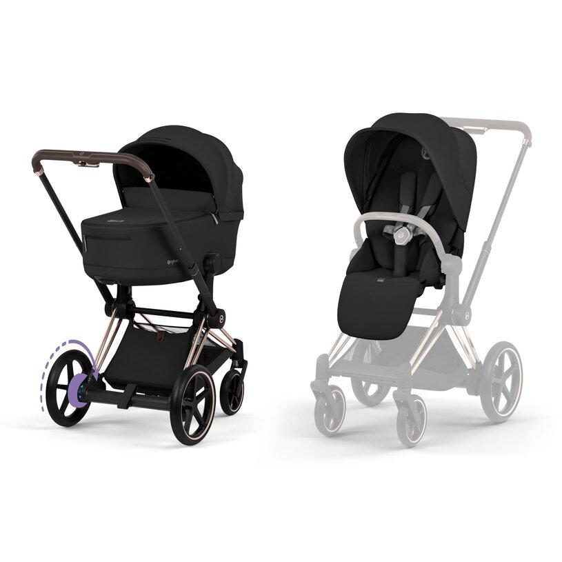 CYBEX e-Priam Comfort Set, Sepia Black ( Rosegold Frame)