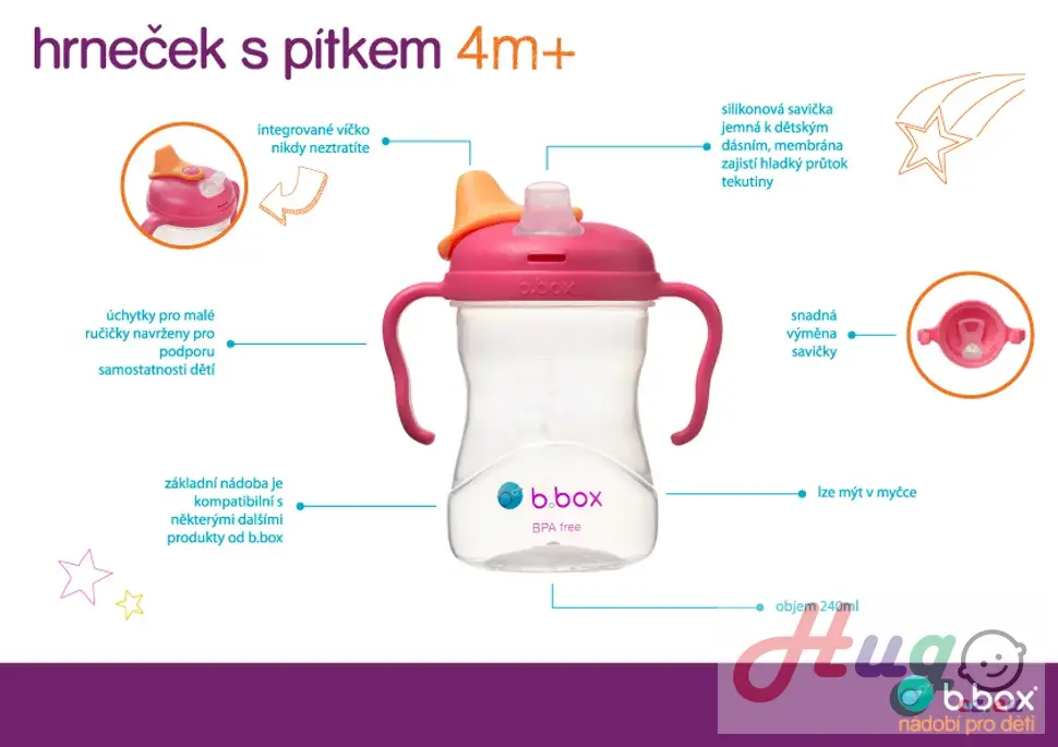 Hrneček s pítkem 4m+ - světle modrý 240 ml