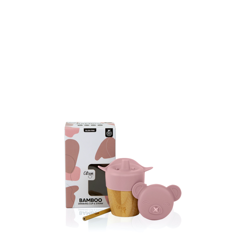 Citron Bambusový hrneček s pítkem a brčkem - Blush Pink