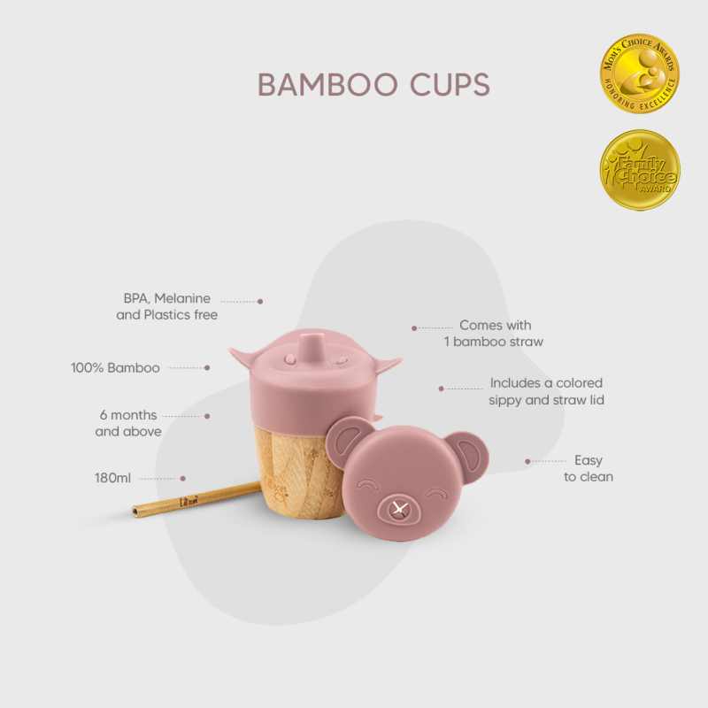 Citron Bambusový hrneček s pítkem a brčkem - Blush Pink