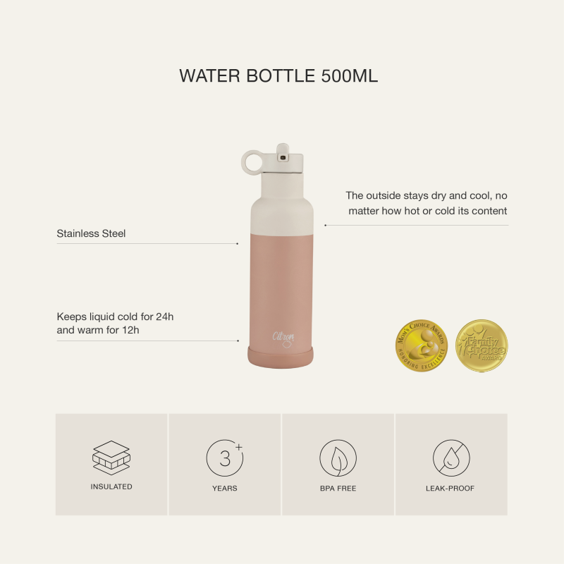 Citron Nerezová lahev na vodu 500 ml - Brown