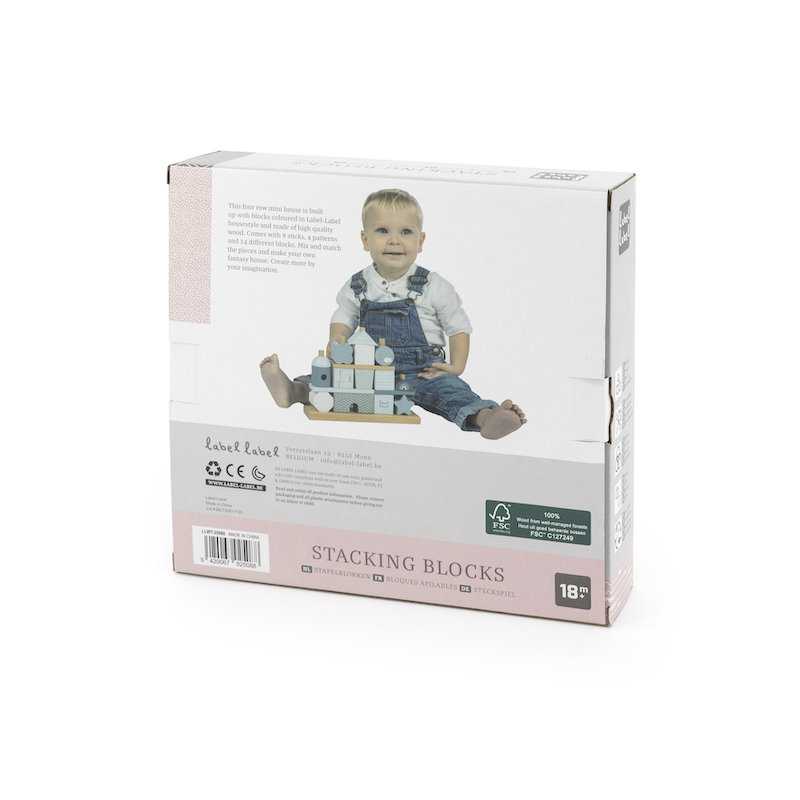 Label Label Dřevěné kostky Domeček, růžové