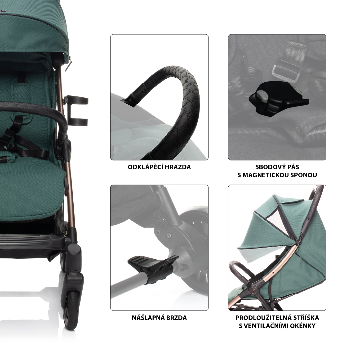 Kočárek Quiq 2, Antique Green/Black