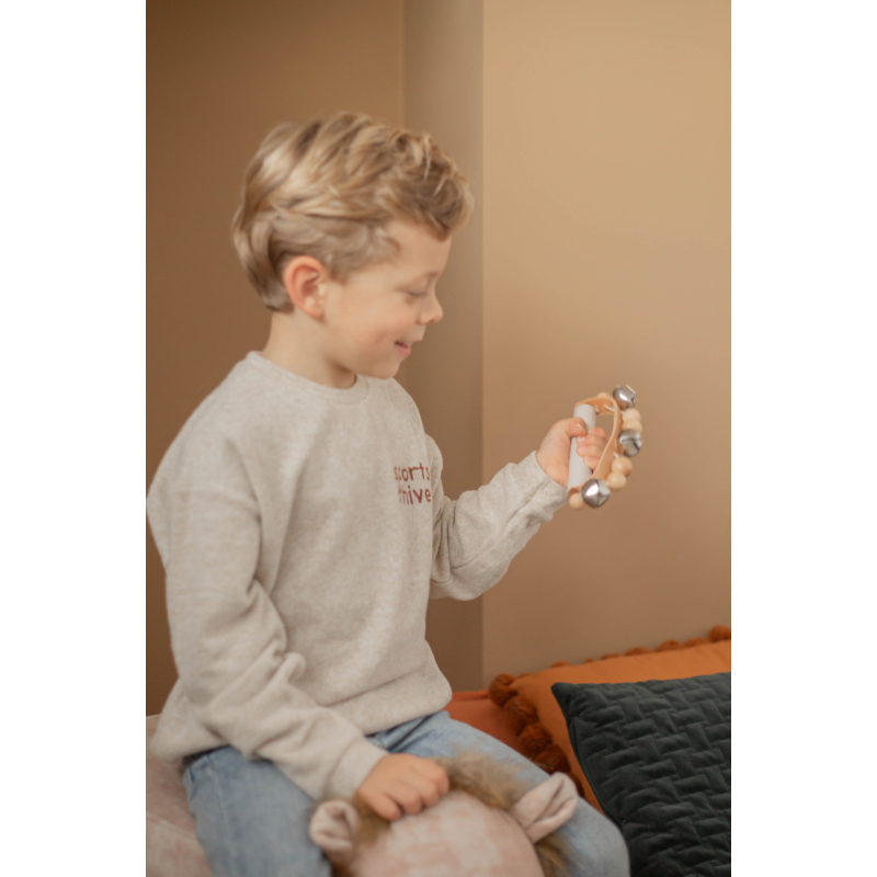Label Label Dřevěné chrastítko s rolničkami - Nougat