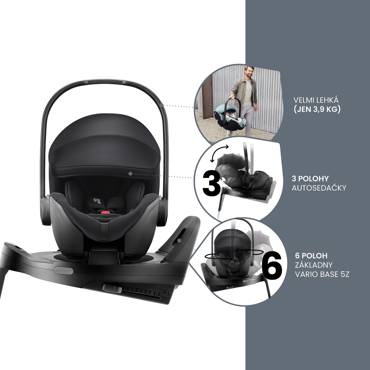Autosedačka Baby-Safe Pro Vario Base 5Z Bundle Classic, Deep Black