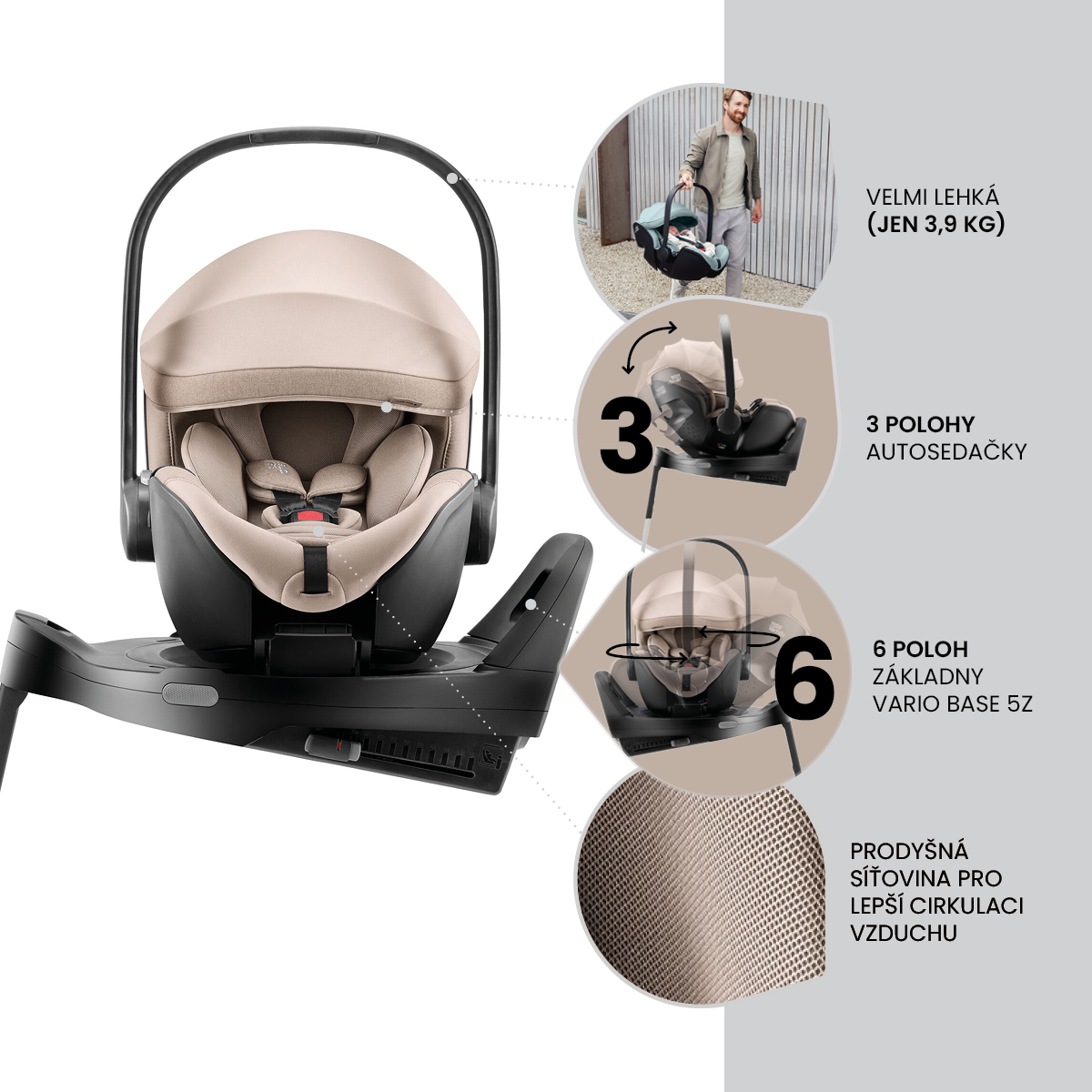 Autosedačka Baby-Safe Pro Vario Base 5Z Bundle Style, Mineral Grey