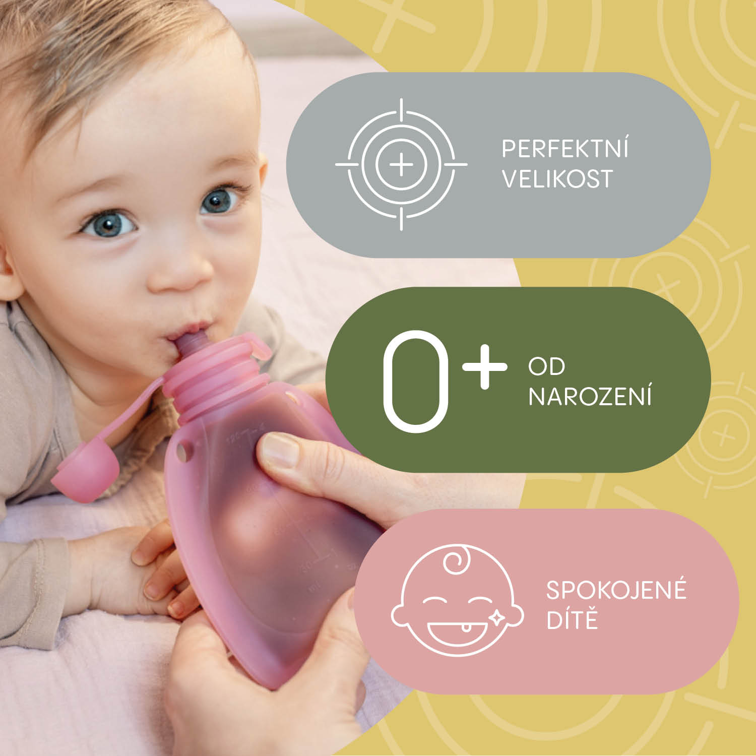 Silikonová plnitelná kapsička na dětskou stravu, Transparent Grey
