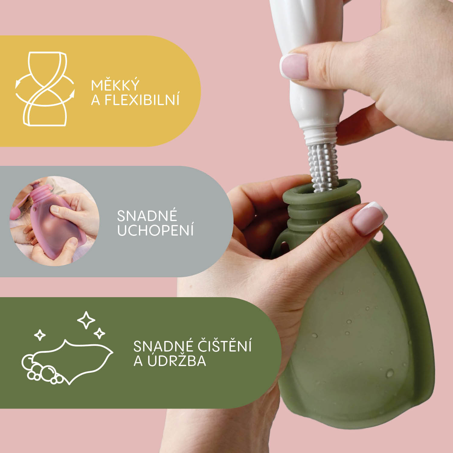 Silikonová plnitelná kapsička na dětskou stravu, Transparent Grey