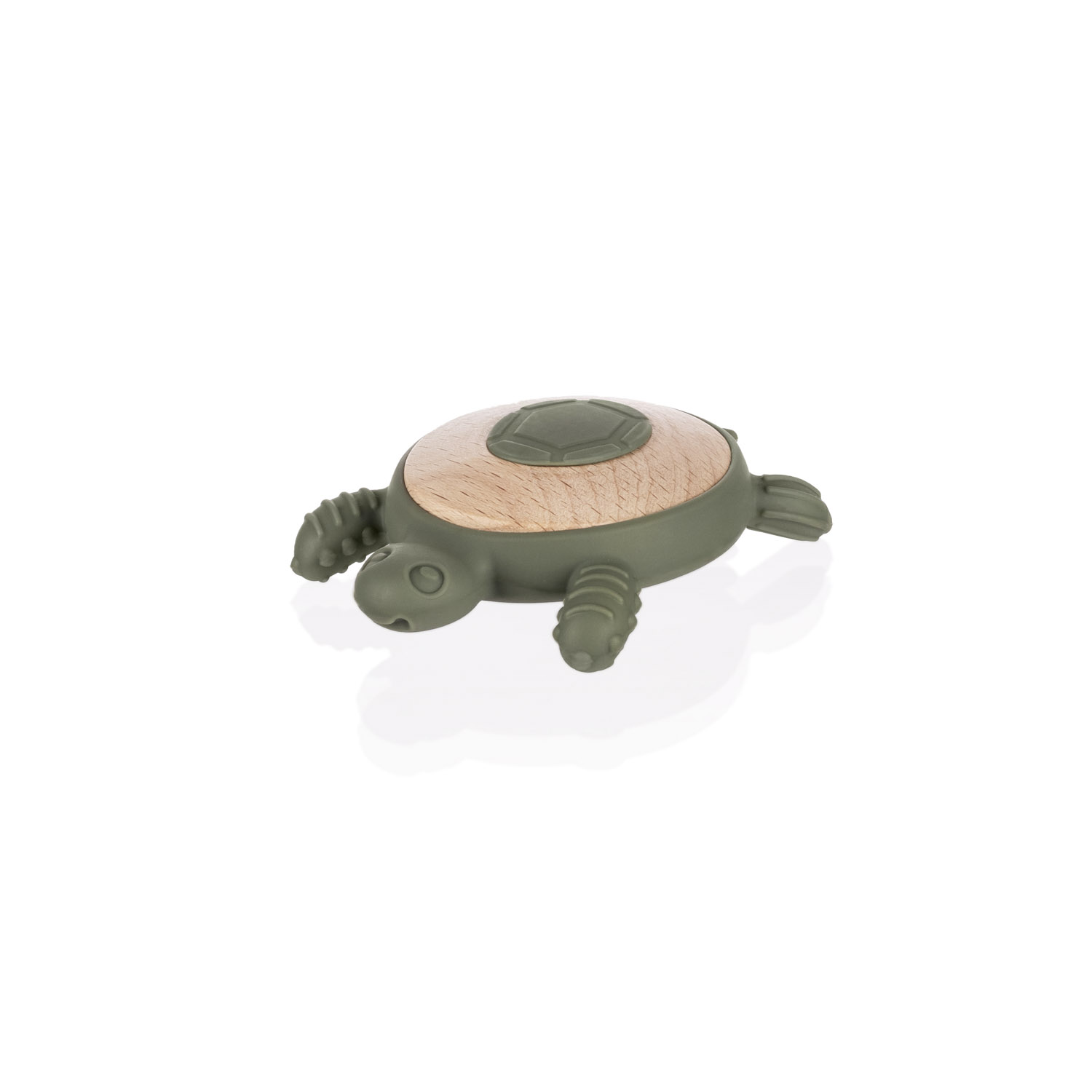 Silikonové dřevěné kousátko Turtle, Forest Green