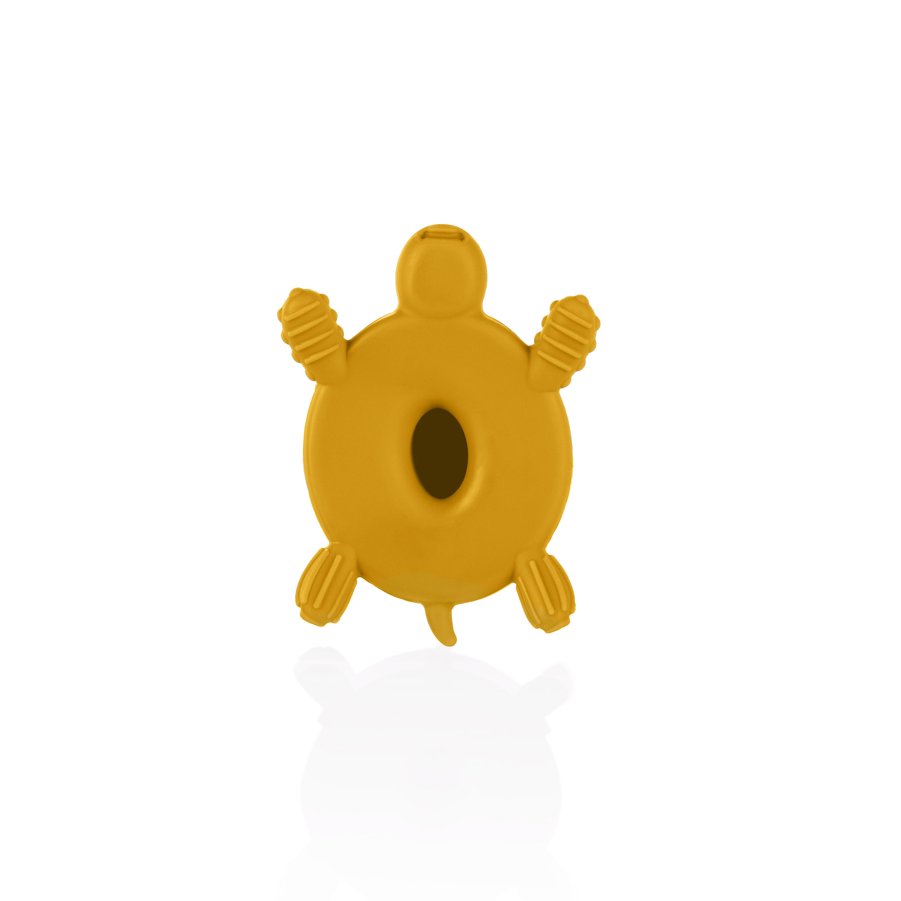 Silikonové dřevěné kousátko Turtle, Mustard Yellow