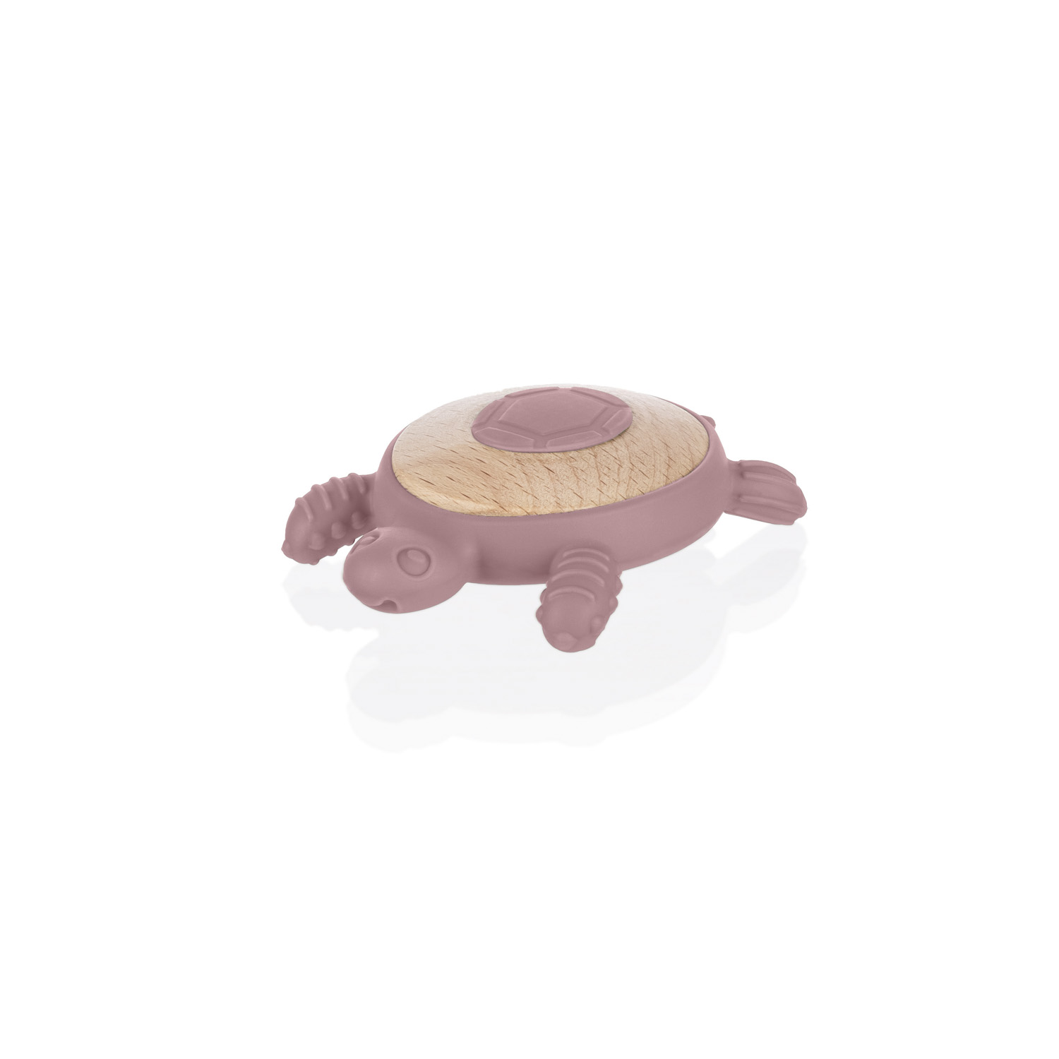 Silikonové dřevěné kousátko Turtle, Old Pink