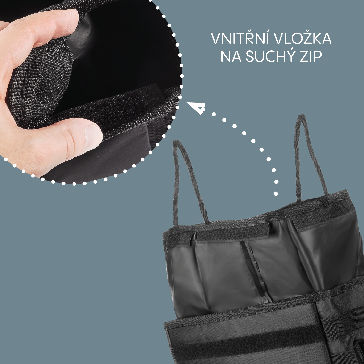 Odpadkový koš do auta vodotěsný s víkem, Black