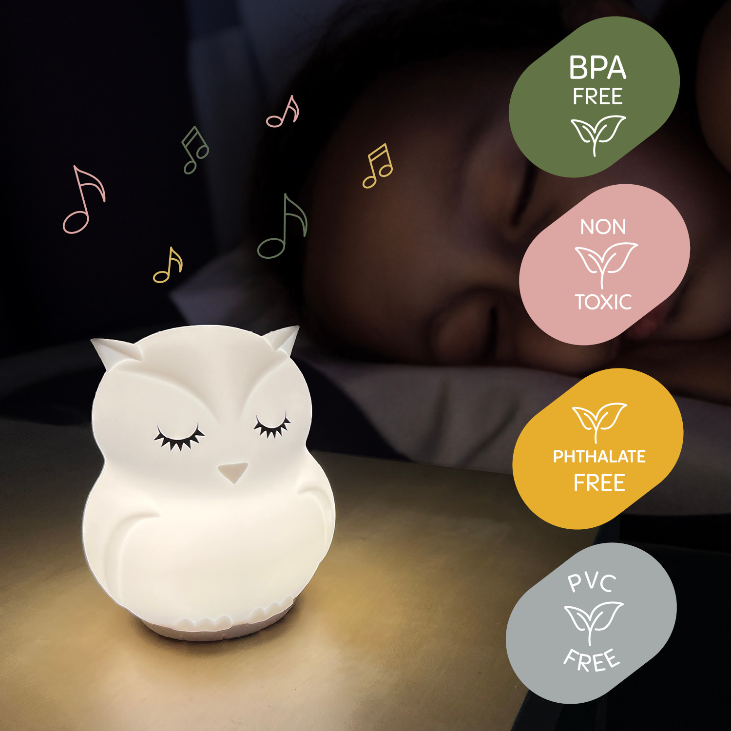Silikonová LED noční lampička s hudbou vel. L, Rabbit