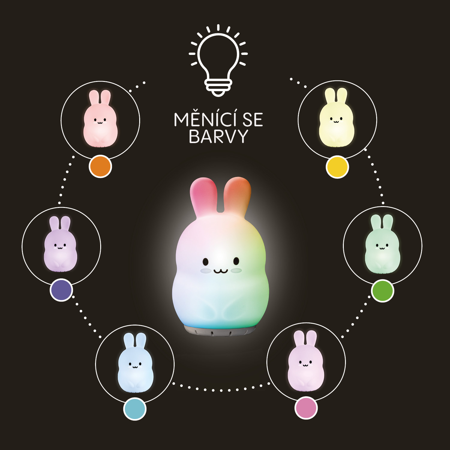 Silikonová LED noční lampička vel. M, Owl