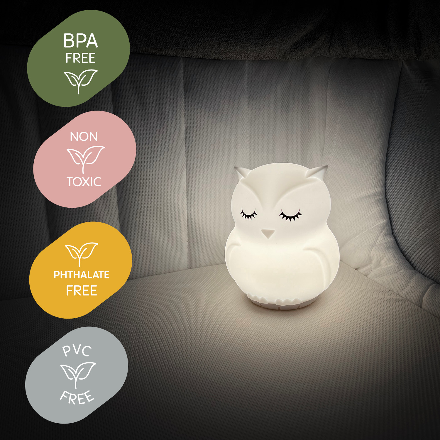 Silikonová LED noční lampička vel. M, Owl
