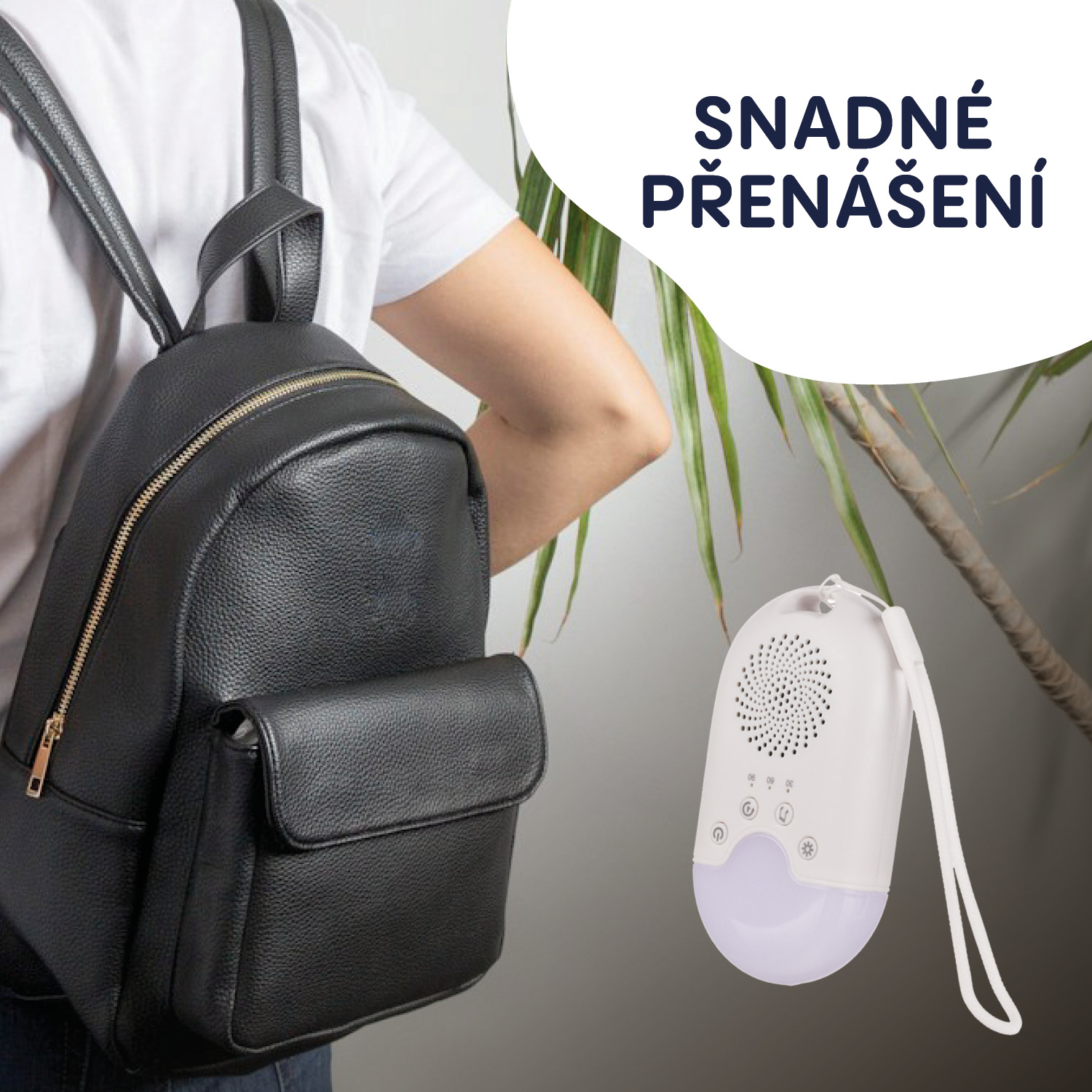 Přenosný usínací modul s LED světlem, bílým šumem a zvuky, White