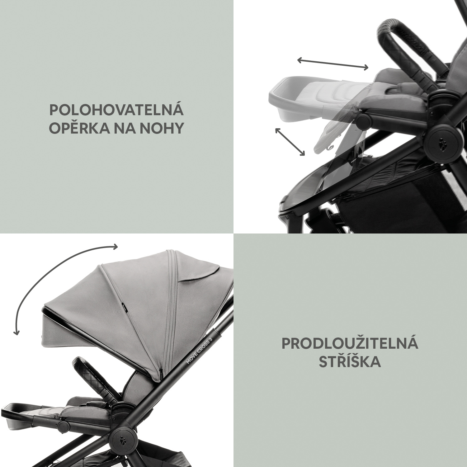 Set kočárek Move Cross 3 + hluboká korba  Move XL 3 + autosedačka + báze, Boss Grey