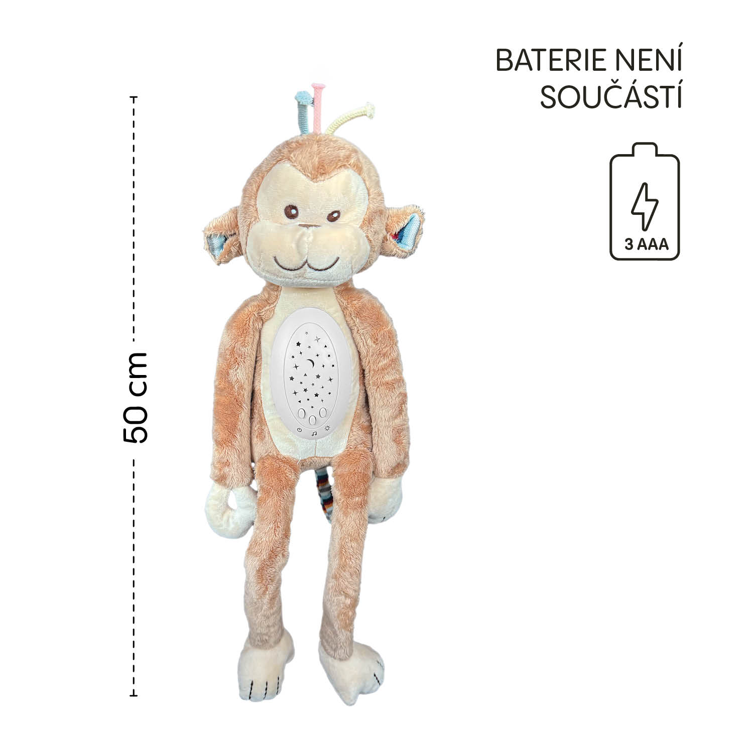 Plyšový usínáček s projektorem a melodiemi, Monkey