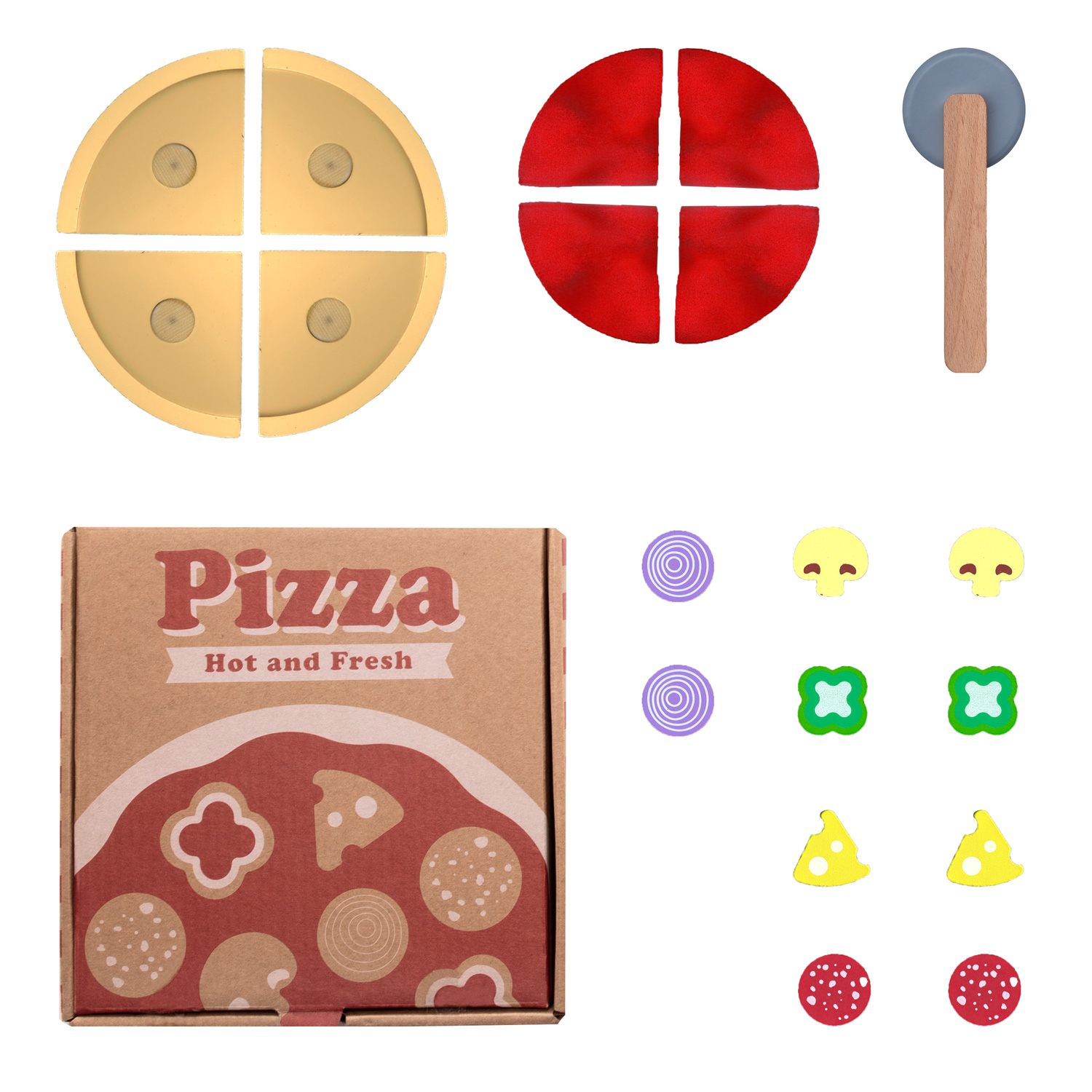 Dřevěná pizza v krabičce