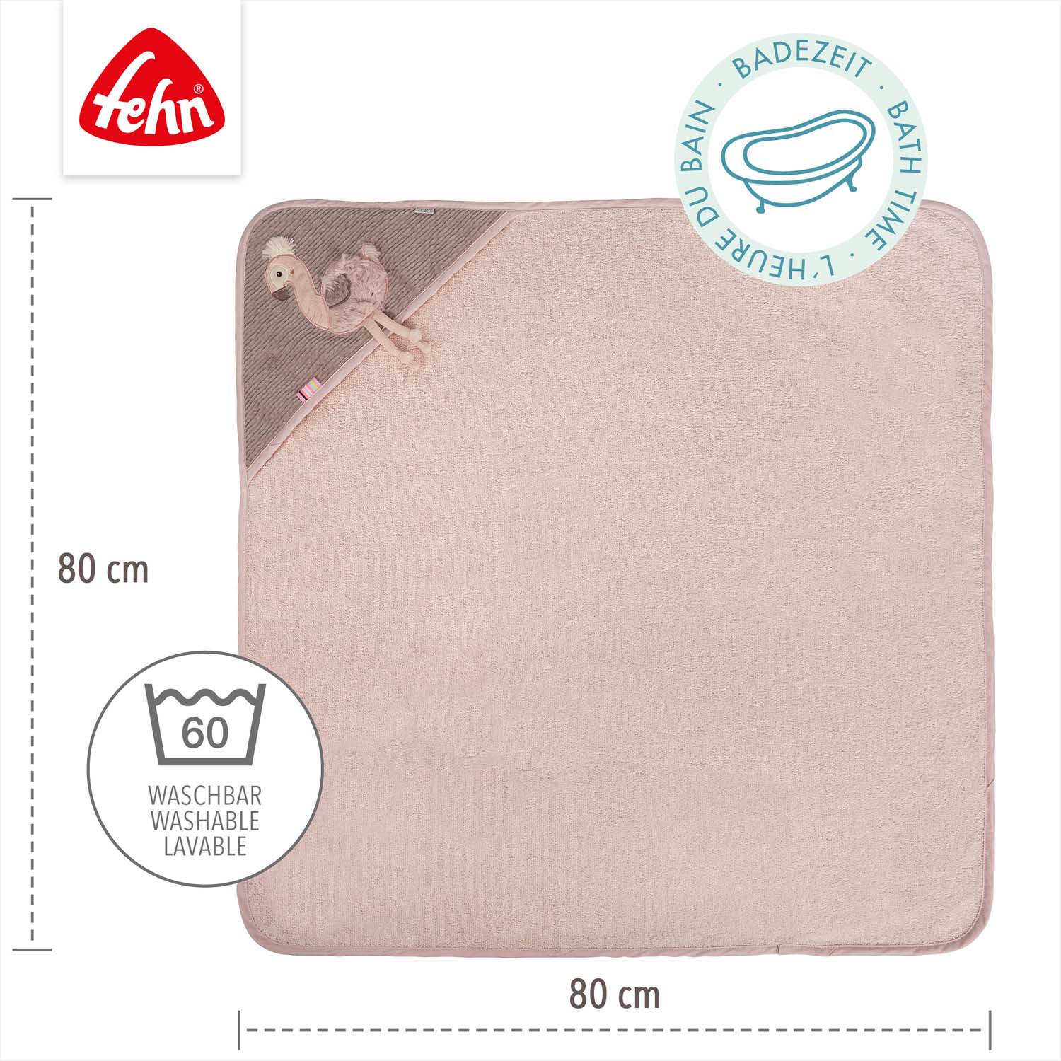 Ručník s kapucí plameňák, Pink