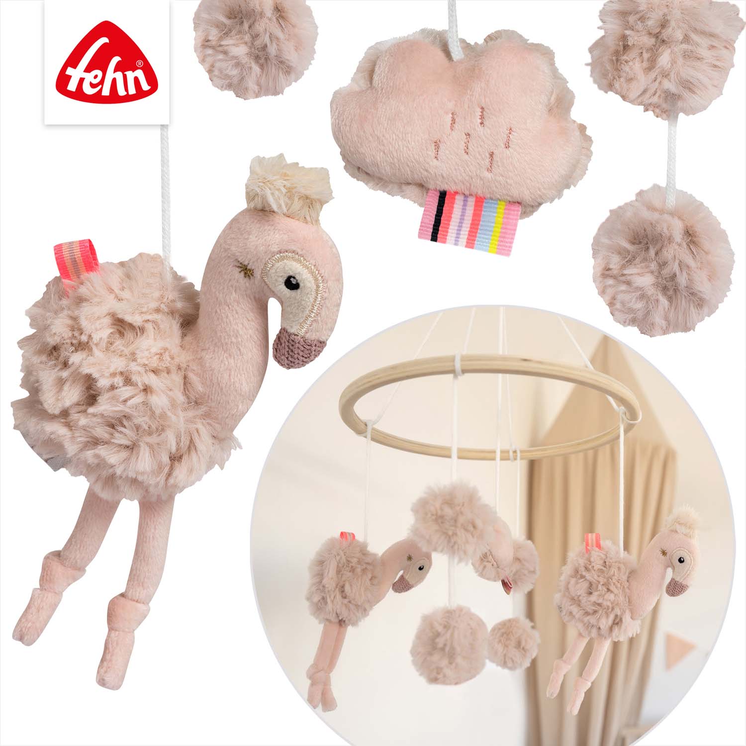 Dřevěný kolotoč plameňák, Pink