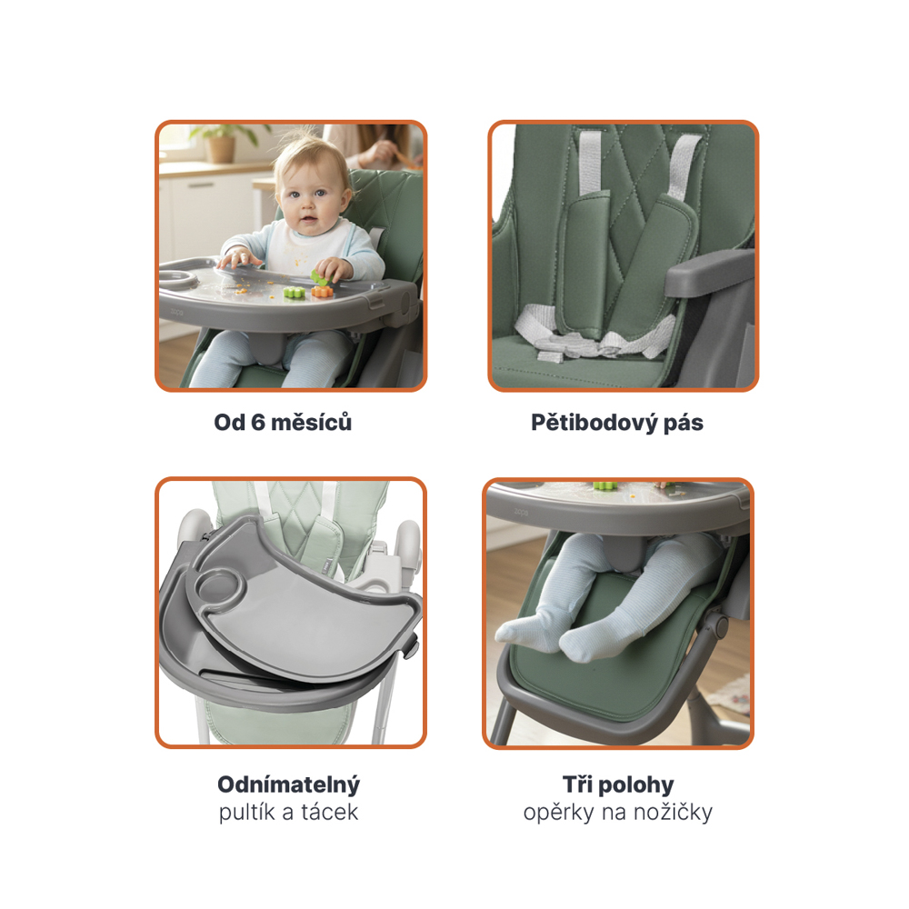 Dětská židlička Primo, Light Grey
