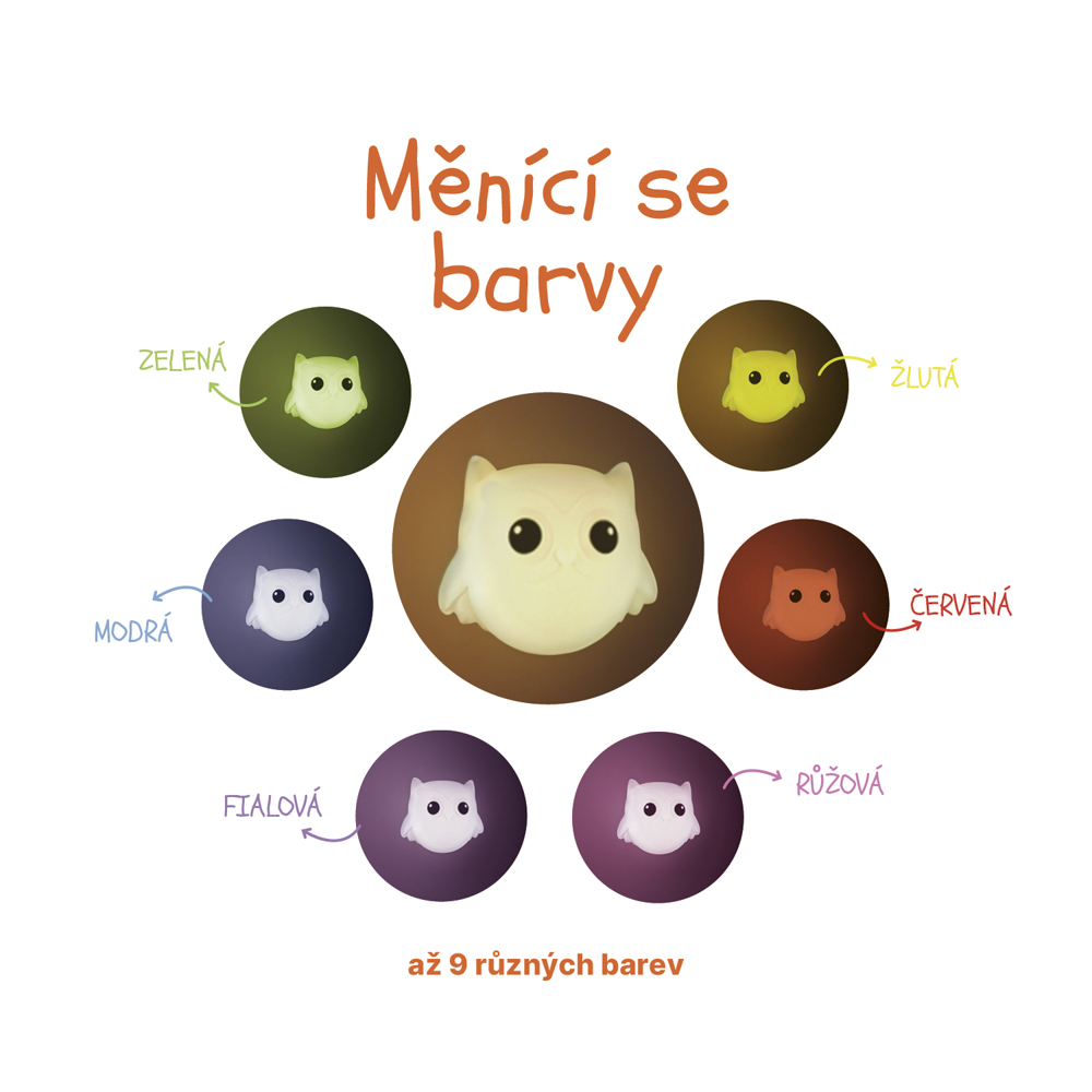 Silikonové nástěnné noční světlo, Owl