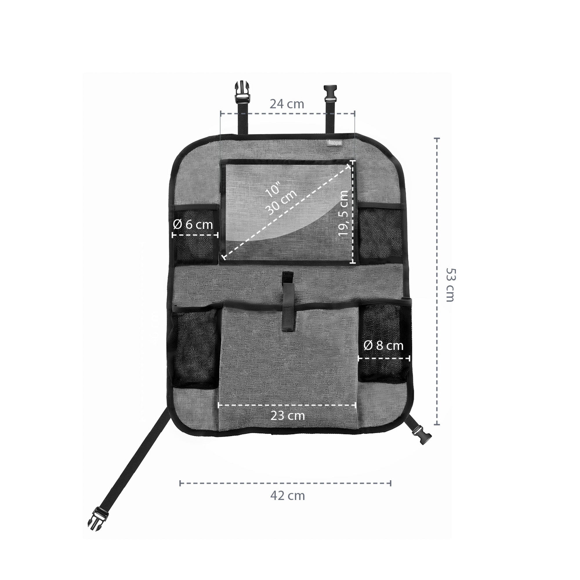 Organizér na sedadlo + kapsa na tablet, Grey