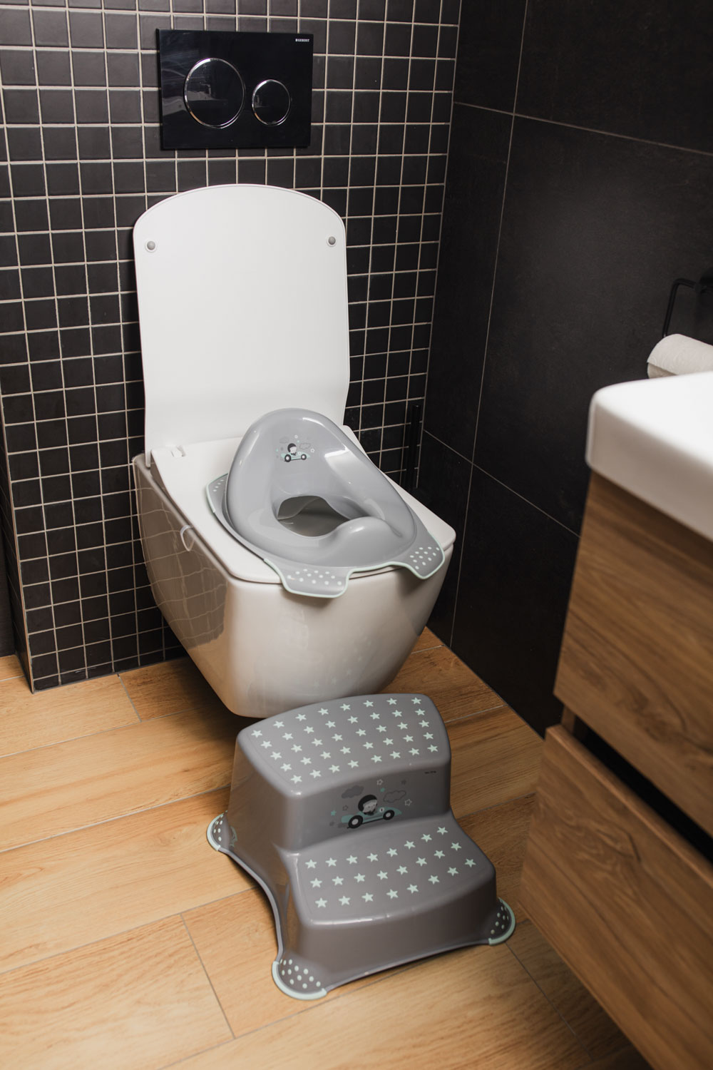 Dvojstupínek k WC/umyvadlu "Unicorn", Grey/Pink