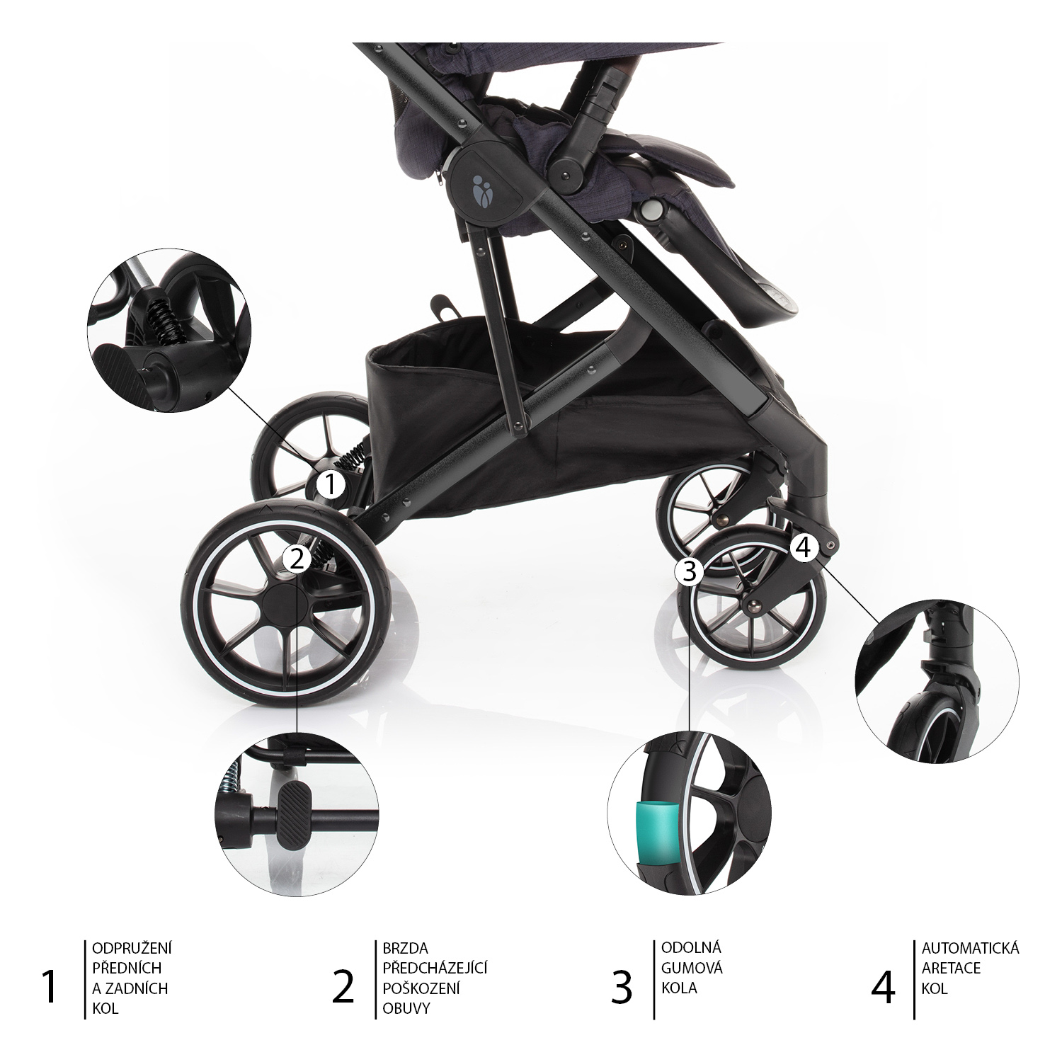 Set kočárek Quest+ korba+ adaptéry+ autosedačka, Vulcan Black/Black