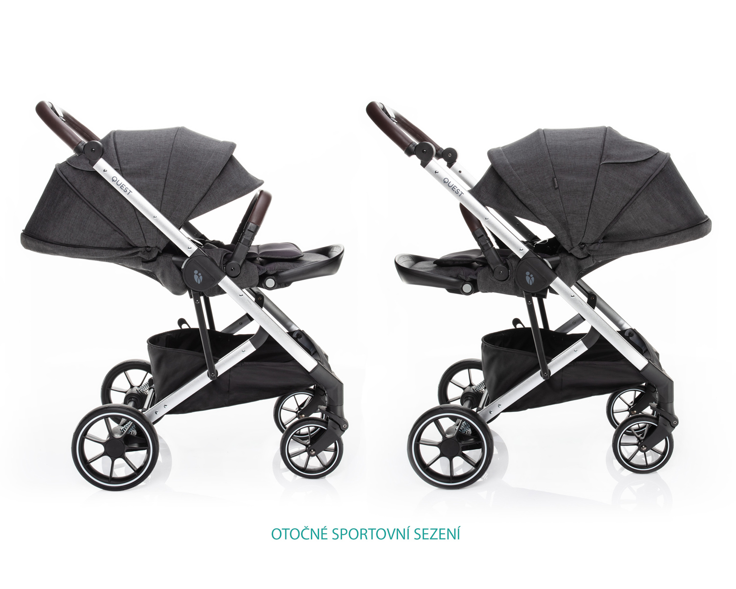 Set kočárek Quest+ korba+ adaptéry+ autosedačka+ báze, Vulcan Black/Silver