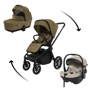 Set kočárek Move Cross 5 + hluboká korba Move XL 5 + autosedačka XM dle vlastního výběru, Toffee Brown